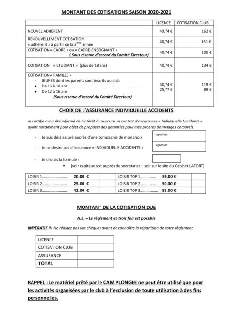 Inscription Et Tarifs - CAM Bordeaux