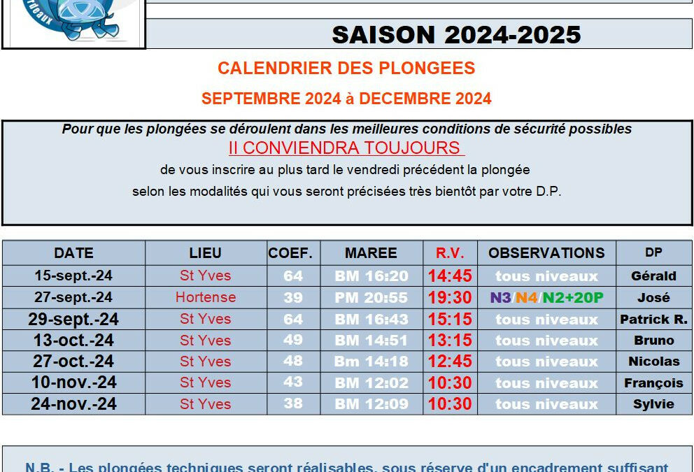 les Plannings sont en ligne